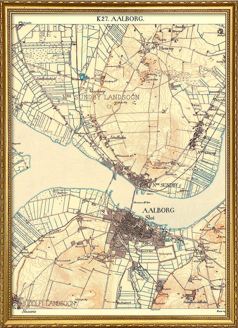 Vintage City Map of Aalborg, Denmark