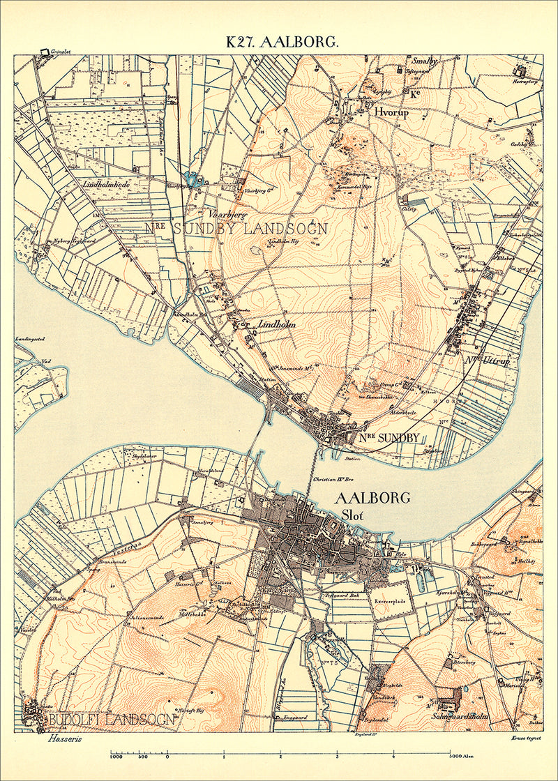 Vintage City Map of Aalborg, Denmark