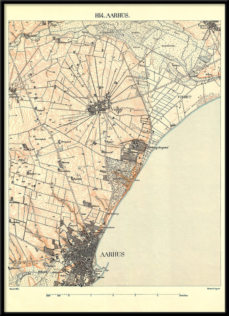 Vintage City Map of Aarhus, Denmark