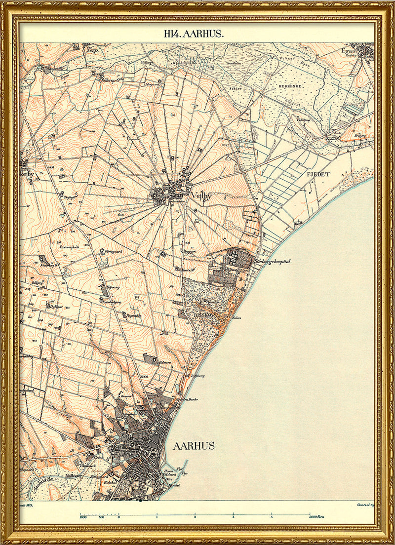 Vintage City Map of Aarhus, Denmark