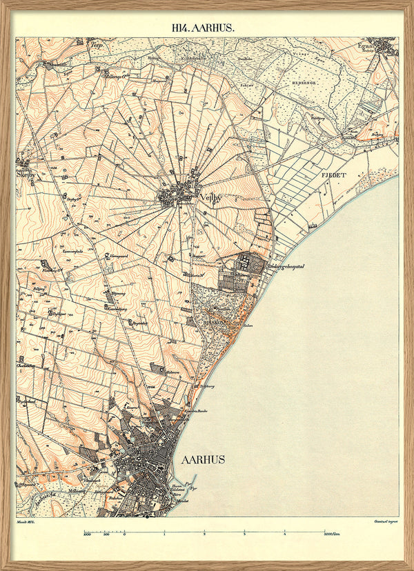 Vintage City Map of Aarhus, Denmark