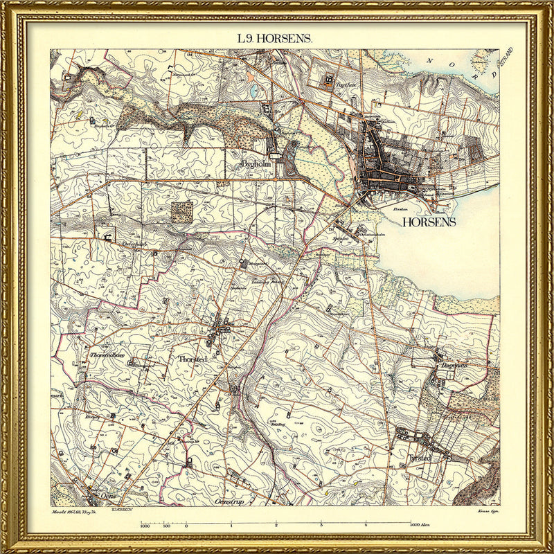 Vintage City Map of Horsens, Denmark