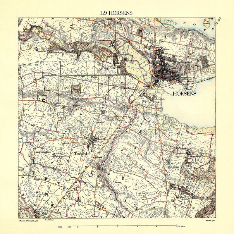 Vintage City Map of Horsens, Denmark