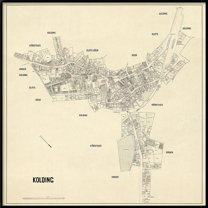 Vintage City Map of Kolding, Denmark