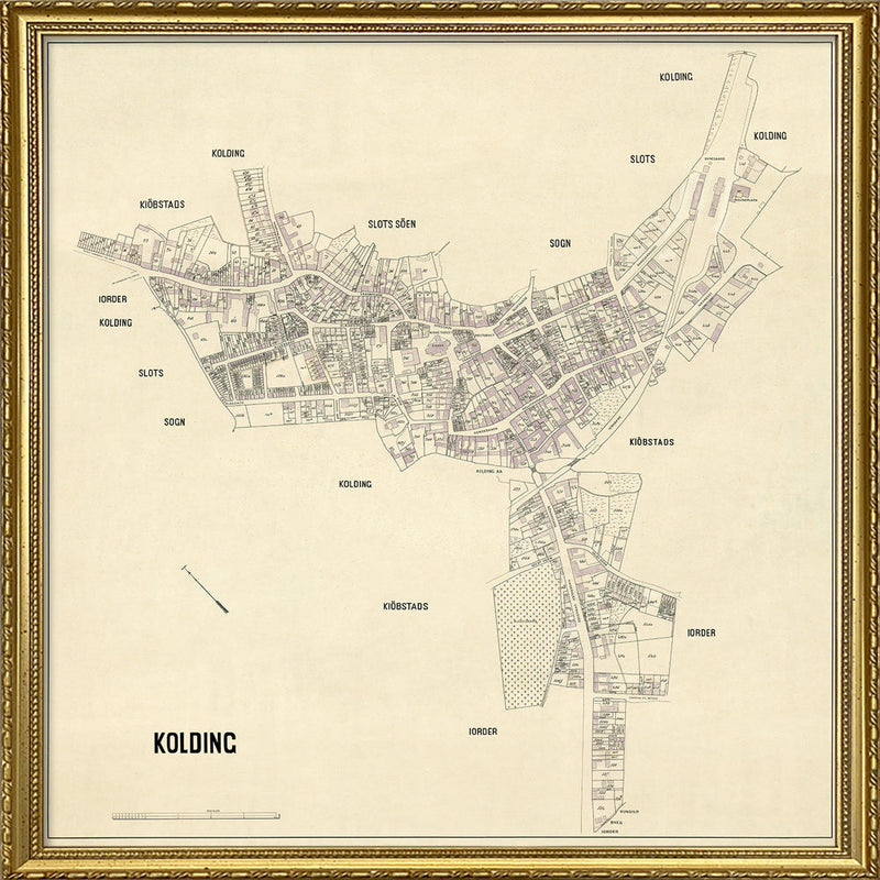 Vintage City Map of Kolding, Denmark