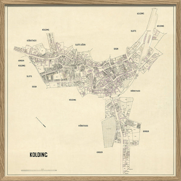 Vintage City Map of Kolding, Denmark