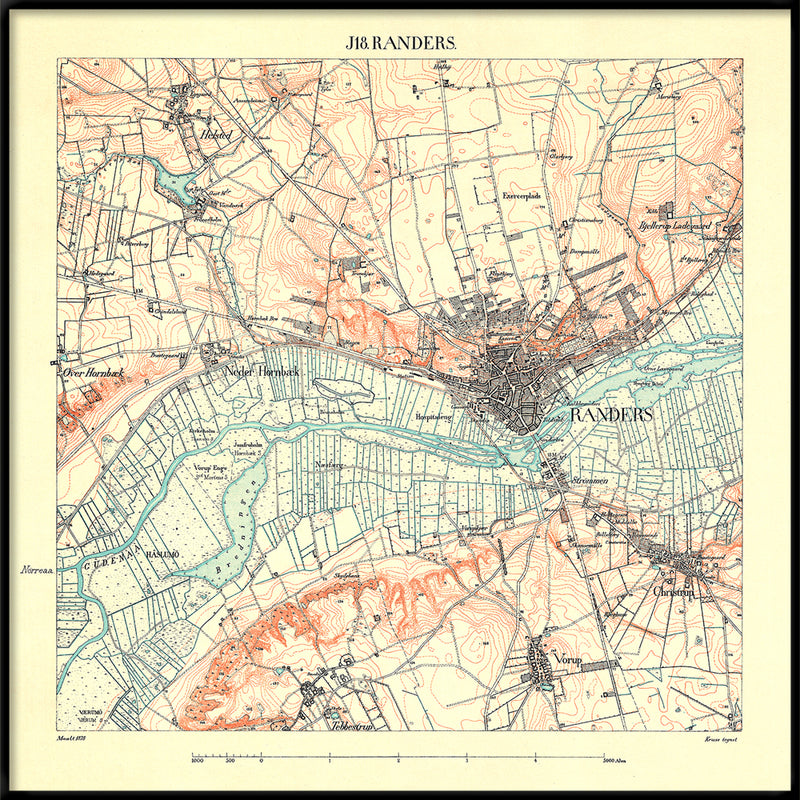 Vintage City Map of Randers, Denmark