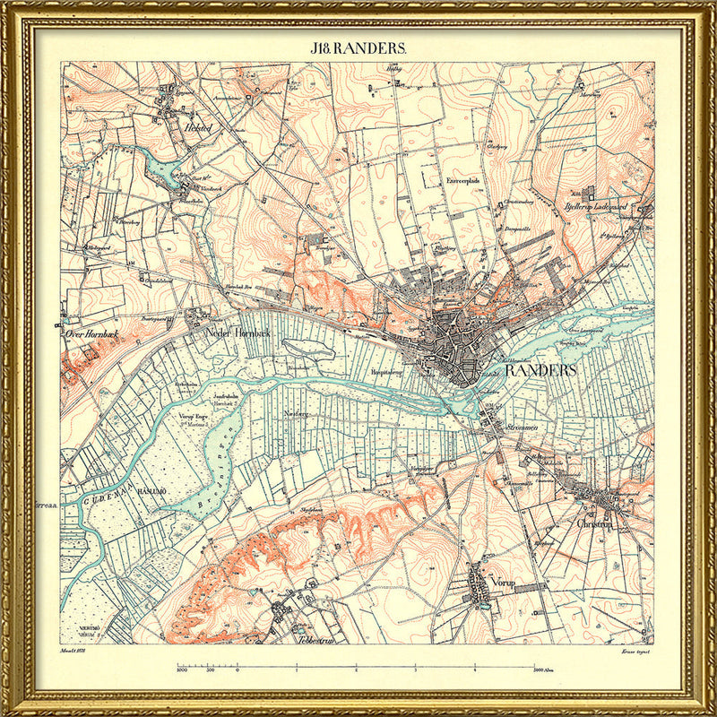 Vintage City Map of Randers, Denmark