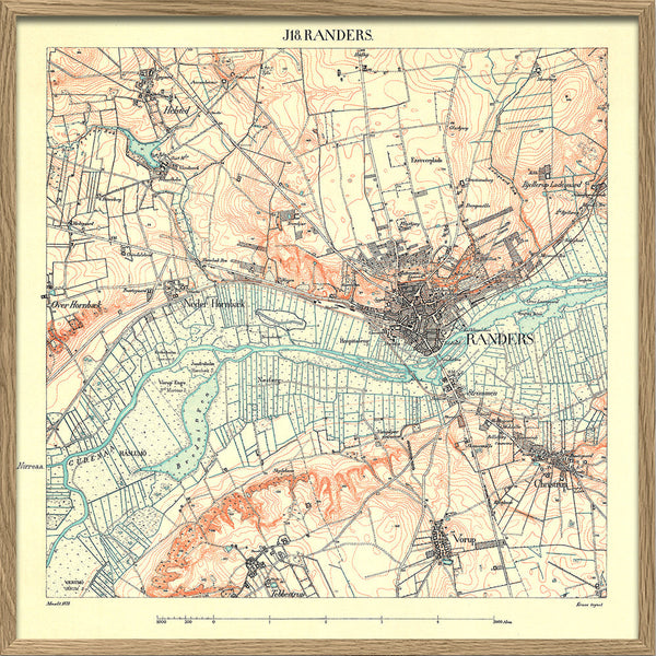 Vintage City Map of Randers, Denmark