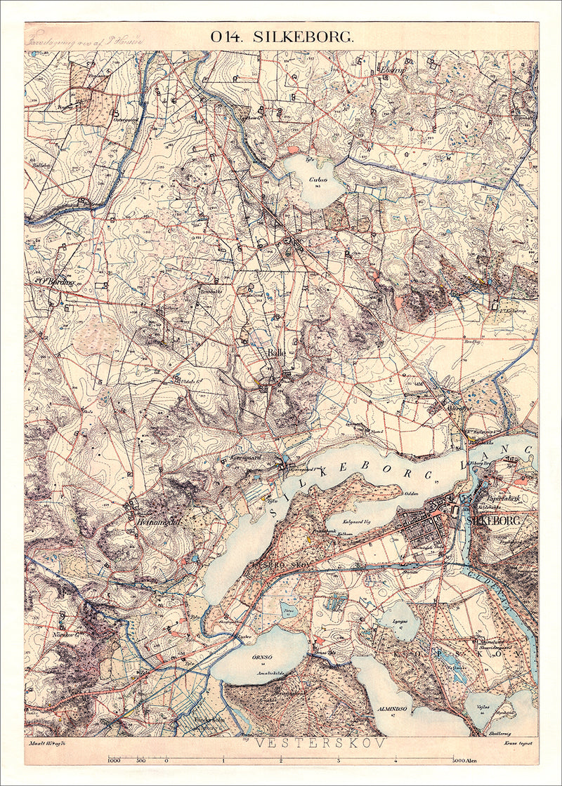 Vintage City Map of Silkeborg, Denmark