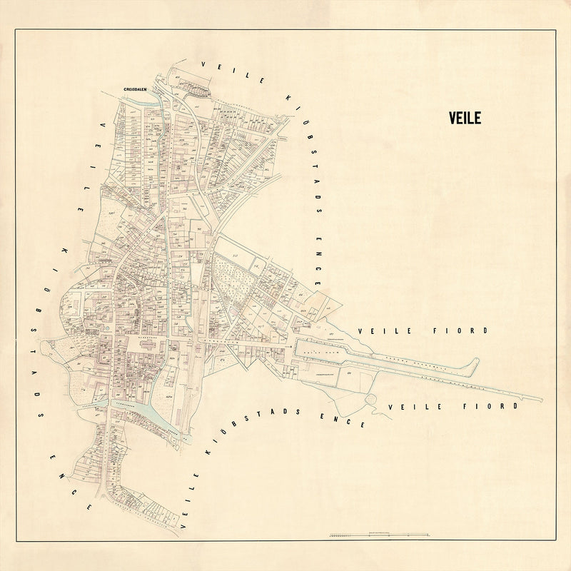 Vintage City Map of Vejle, Denmark