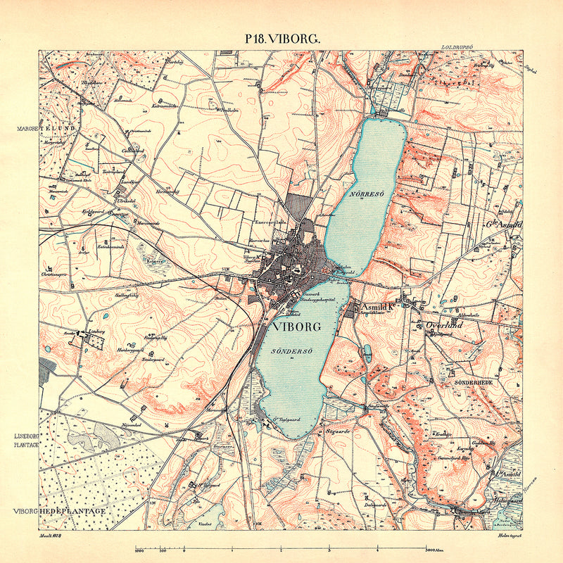 Vintage City Map of Viborg, Denmark