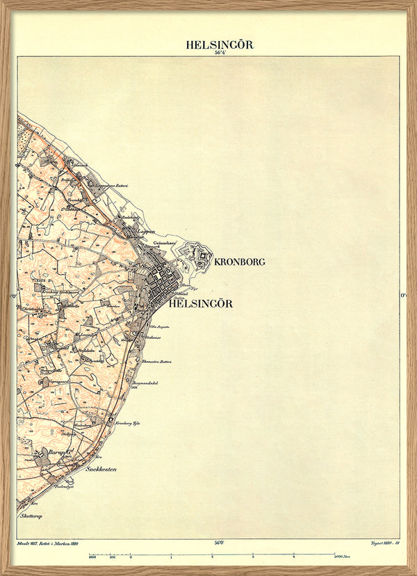 Vintage City Map of Elsinore, Denmark