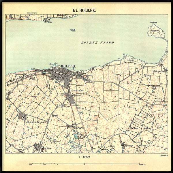 Vintage City Map of Holbæk, Denmark