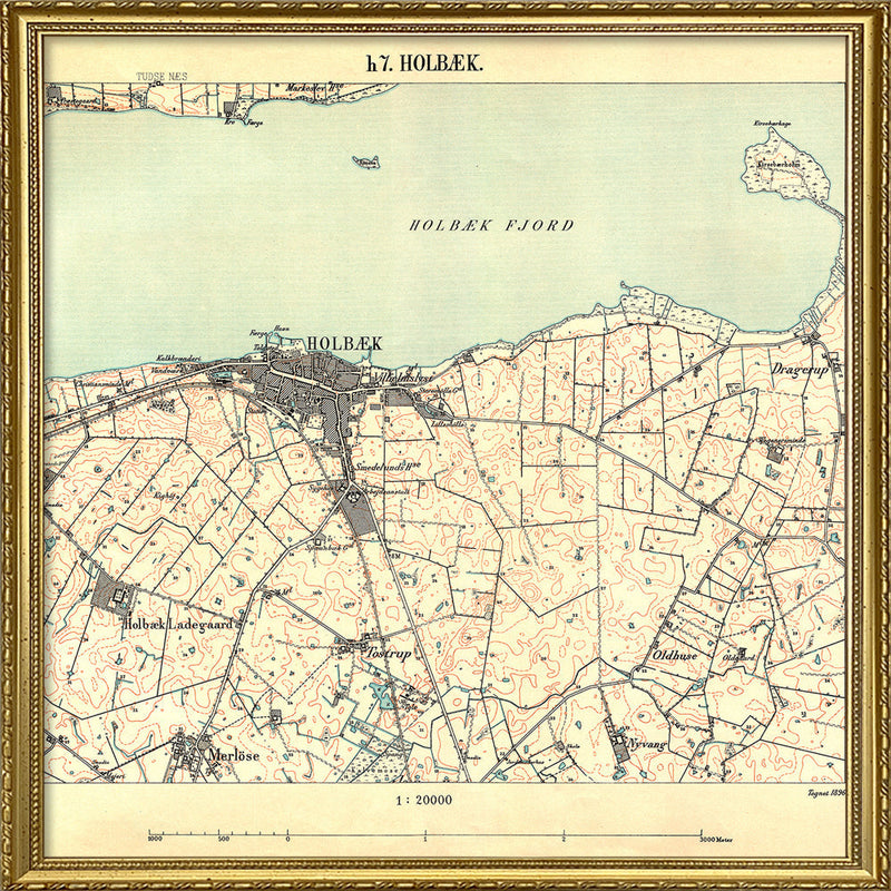 Vintage City Map of Holbæk, Denmark