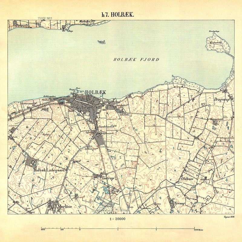 Vintage City Map of Holbæk, Denmark