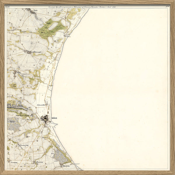 Vintage Map of Køge & Køge Bay
