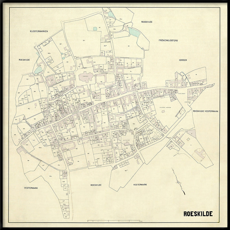 Vintage City Map of Roskilde, Denmark