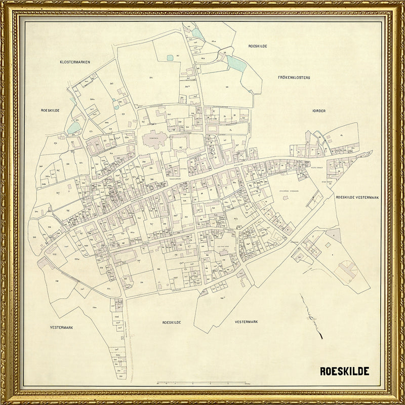 Vintage City Map of Roskilde, Denmark
