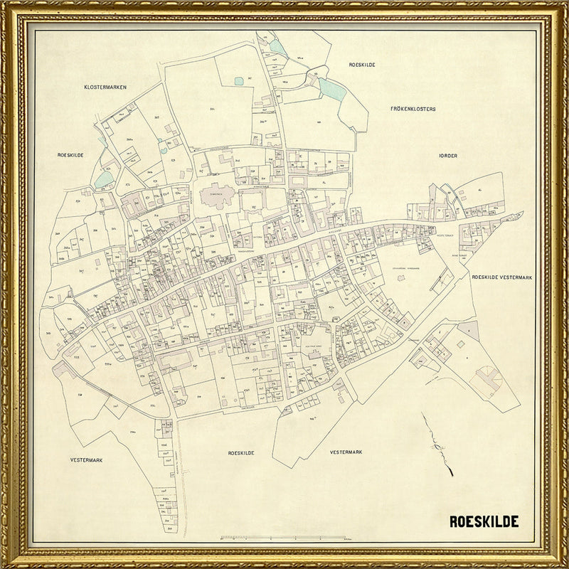 Vintage City Map of Roskilde, Denmark