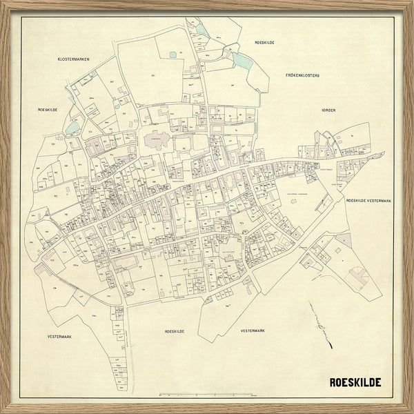 Vintage City Map of Roskilde, Denmark