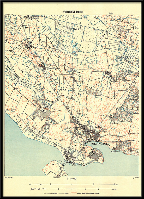 Vintage City Map of Vordingborg, Denmark