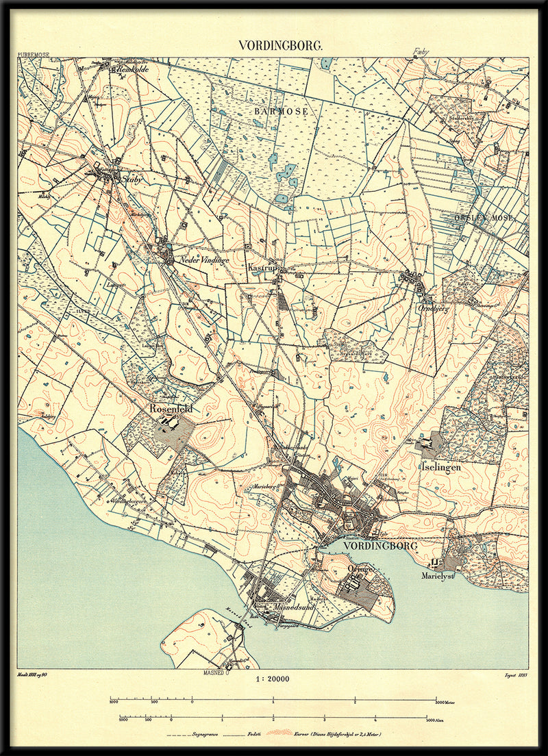 Vintage City Map of Vordingborg, Denmark