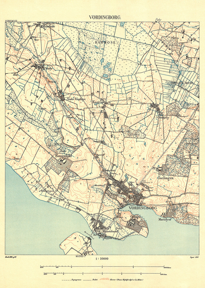 Vintage City Map of Vordingborg, Denmark