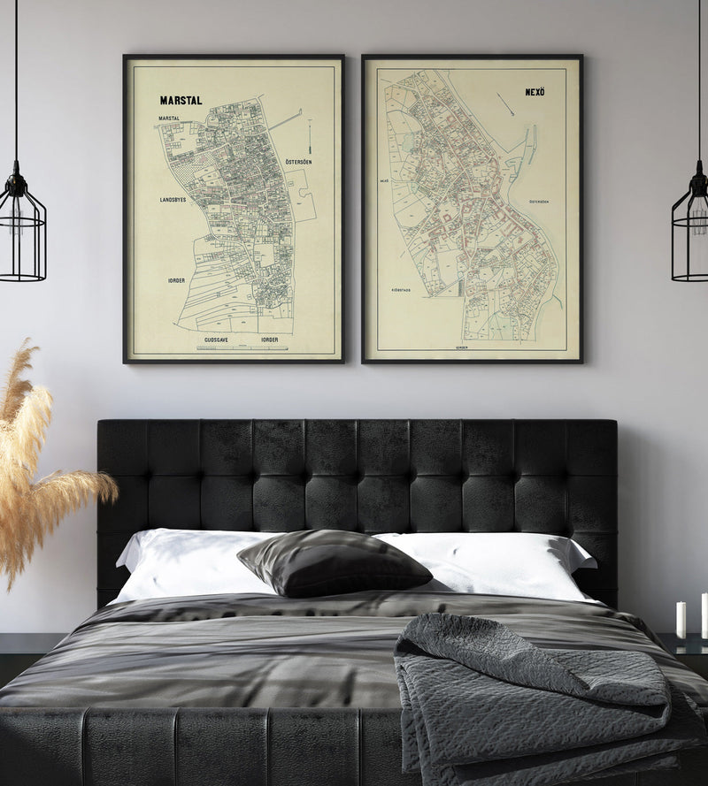 Vintage City Map of Nexø, Bornholm