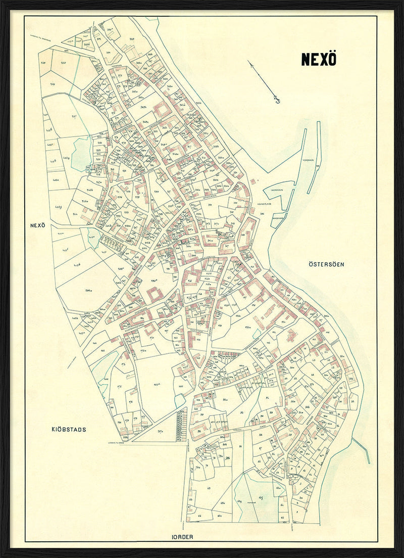 Vintage City Map of Nexø, Bornholm