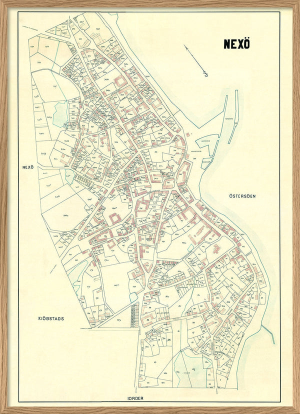 Vintage City Map of Nexø, Bornholm