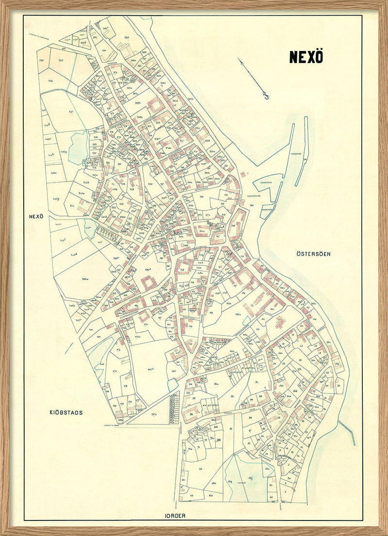 Vintage City Map of Nexø, Bornholm