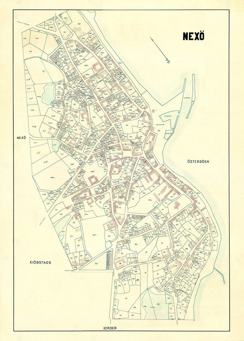Vintage City Map of Nexø, Bornholm