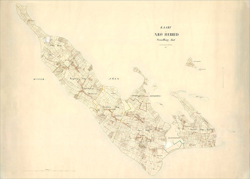 Vintage Map of Ærø, Denmark
