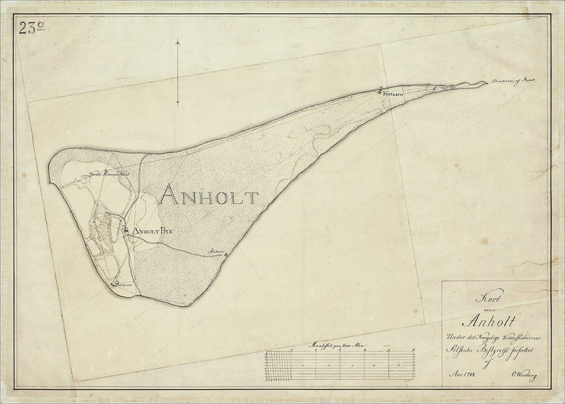 Vintage Map of Anholt, Denmark