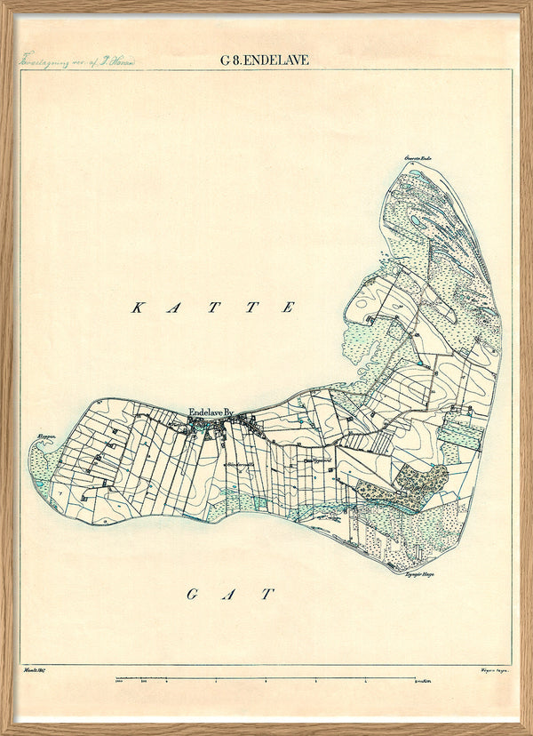 Vintage Map of Endelave, Denmark