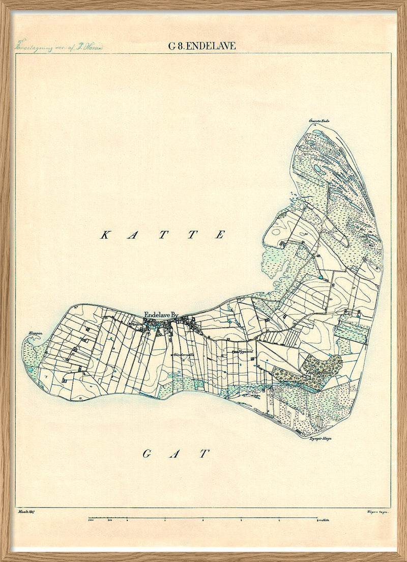 Vintage Map of Endelave, Denmark