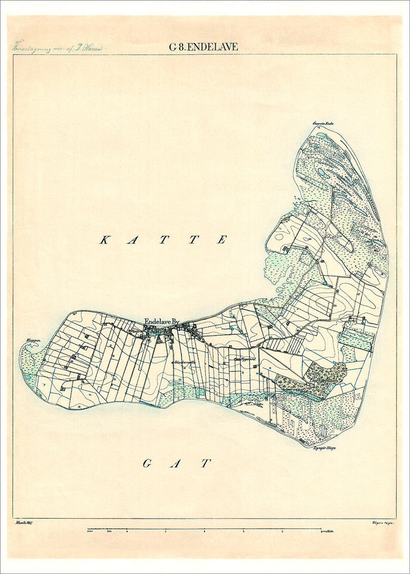 Vintage Map of Endelave, Denmark