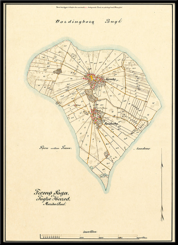 Vintage Map of Femø, Denmark