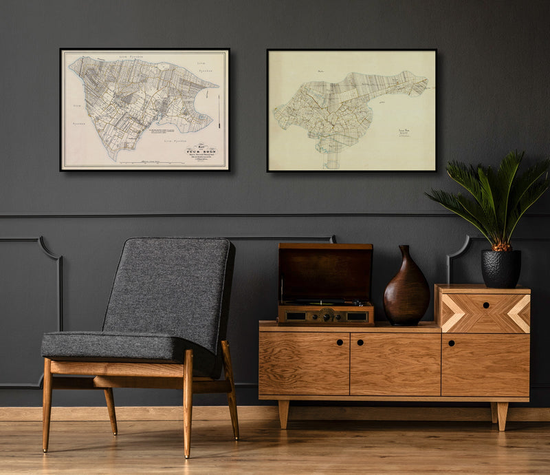 Vintage Map of Fur, Denmark