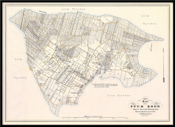 Vintage Map of Fur, Denmark