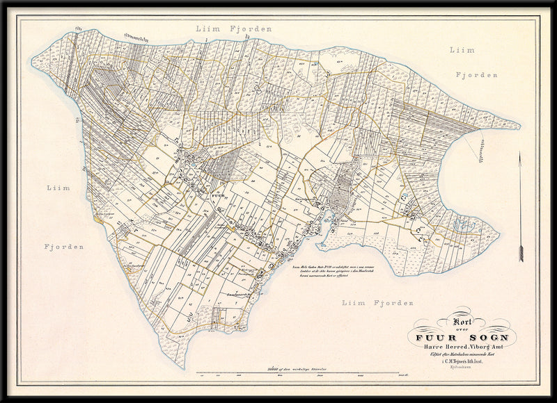 Vintage Map of Fur, Denmark