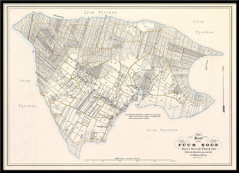Vintage Map of Fur, Denmark