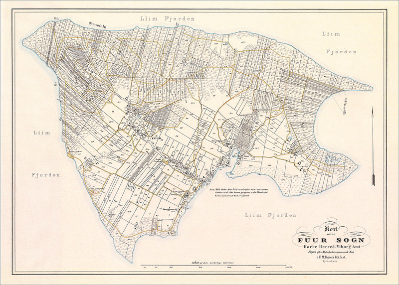Vintage Map of Fur, Denmark
