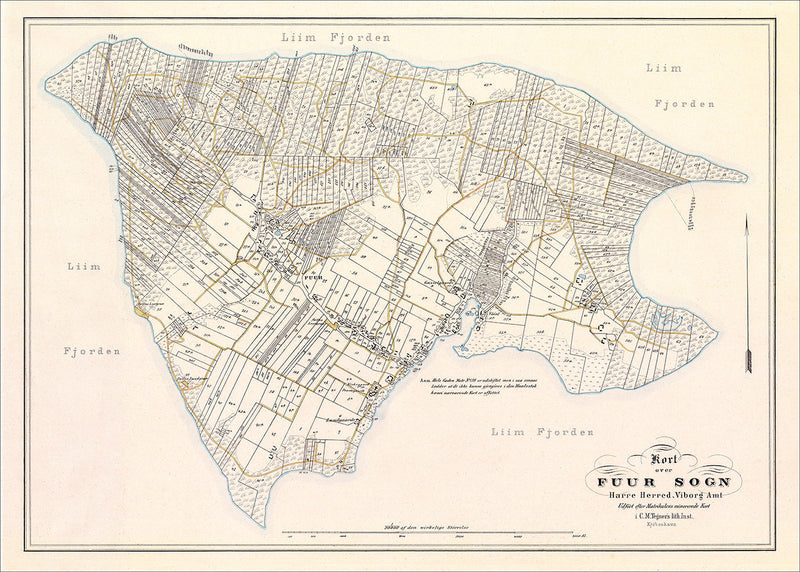 Vintage Map of Fur, Denmark