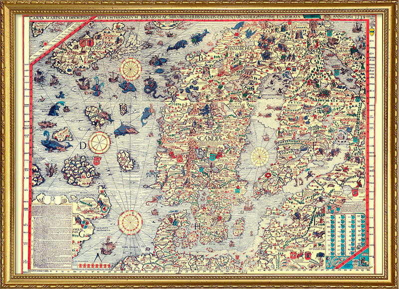 Vintage Nautical Map of Scandinavia