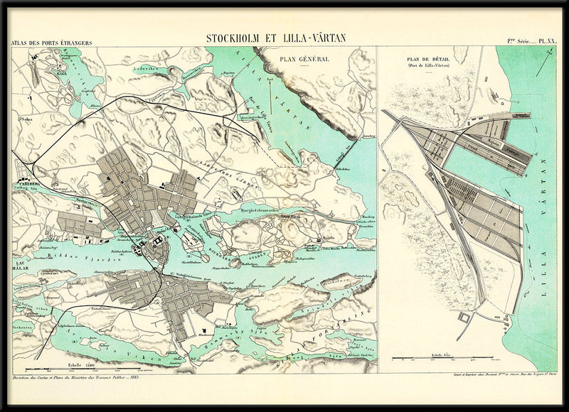 Vintage map of Stockholm