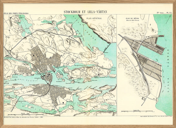 Vintage map of Stockholm