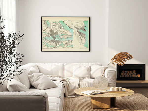 Vintage map of Stockholm