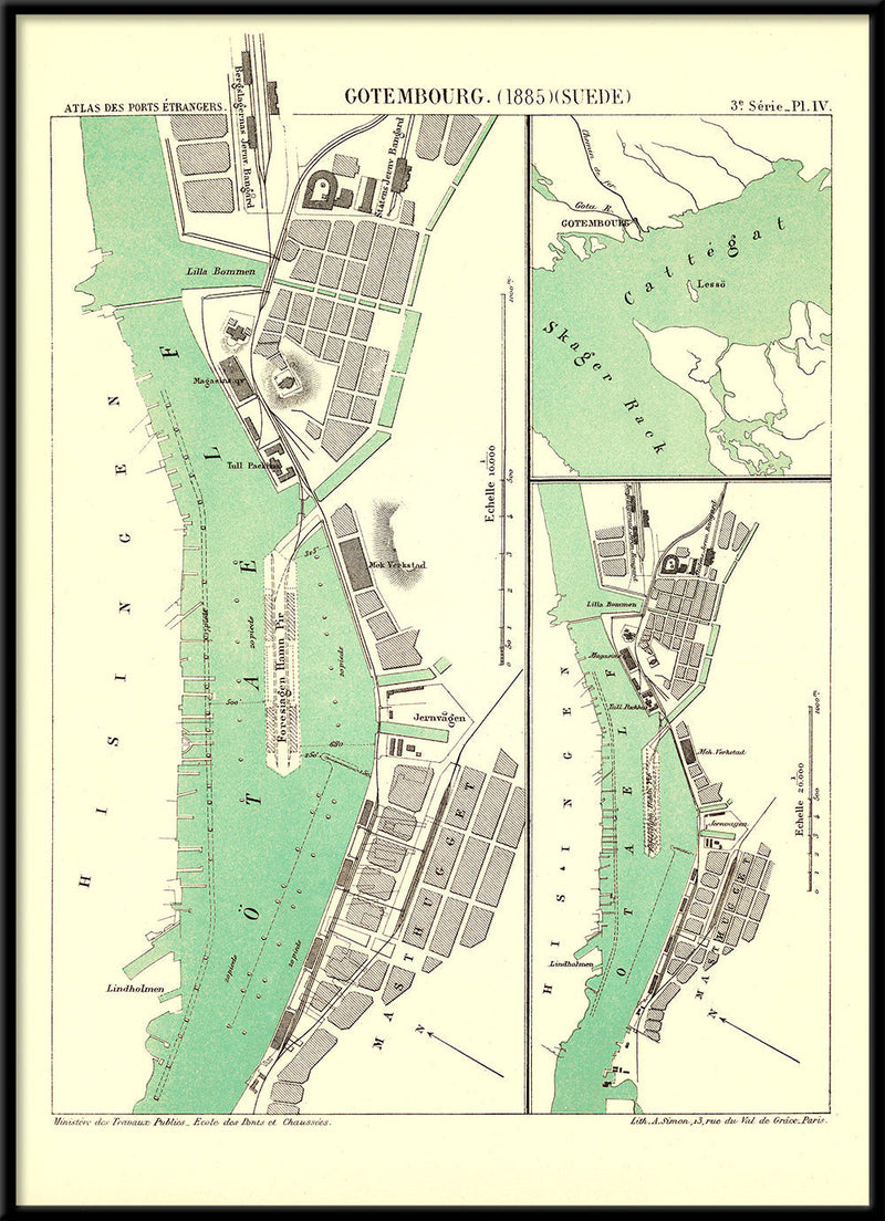 Vintage City map of Gothenburg